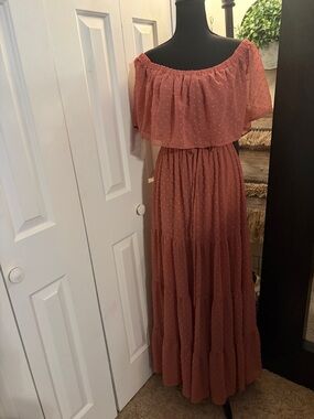 Baltic Born Rose Off-Shoulder Tiered Maxi Dress